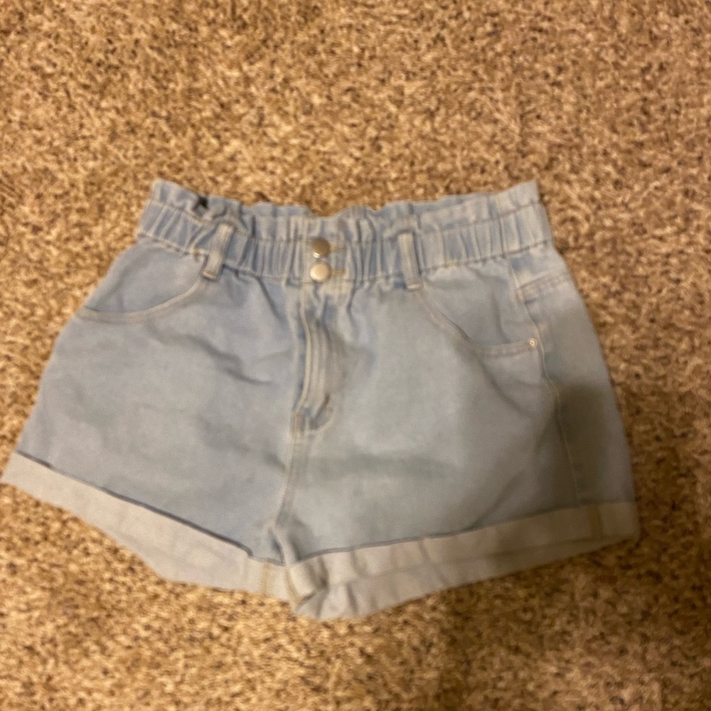 Paperbag Waist Stretchy Waist Denim Blue Jean Shorts 💜